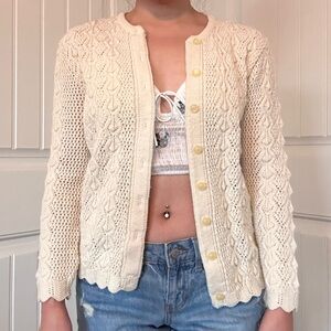 Cream Cable Knit Women's Cardigan